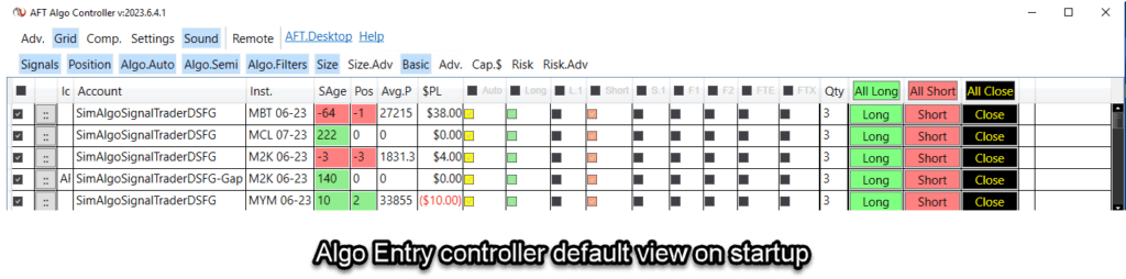 AFT Algo Entry Controller Default View