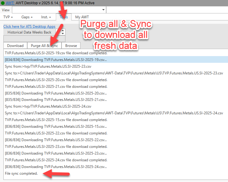 AWT Desktop – Purge & Sync data
