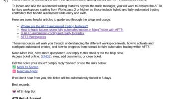 ATS Help Bot support request reply