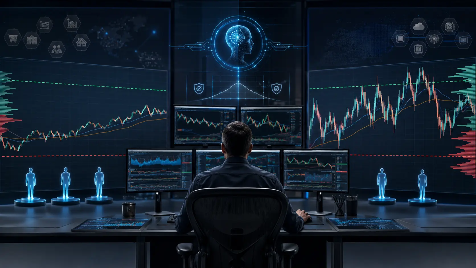 Trader using AFT hybrid trading to manage M2K and MNQ prop-firm evaluation routes